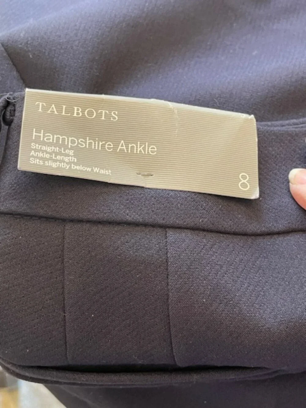 Talbots Hampshire Navy Corpcore Mid Rise Ankle Pants Easy Care Travel NWT 8 - Picture 3 of 10